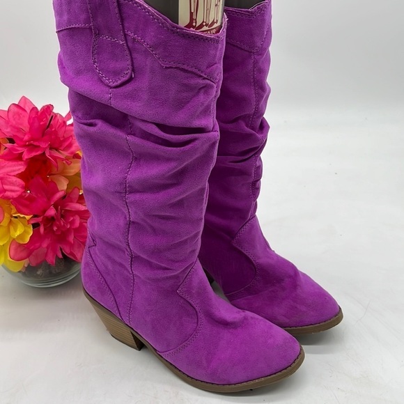 Qupid Light Purple slouchy Western cowgirl cowboy Boots Size 6 TB5340C - Picture 1 of 12